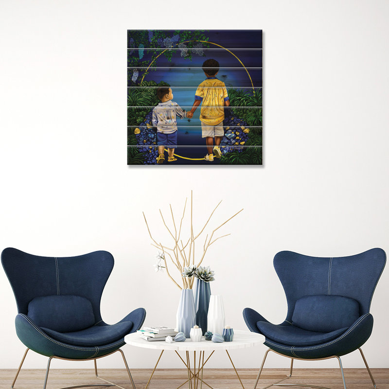 «Journey with My Brother» par Poetic Illustrated - peinture sur bois sans cadre