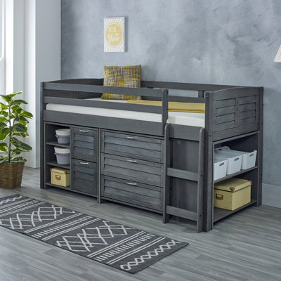 Myron Single (3') 5 Drawer Cozy Mid Sleeper Loft Bed with Bookcase