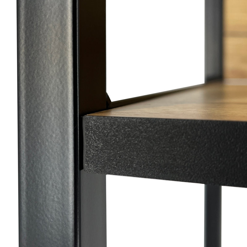 Amadita 192cm H Metal Bookcase, 192cm H x 80cm W x 32cm D, Black/Light Tan
