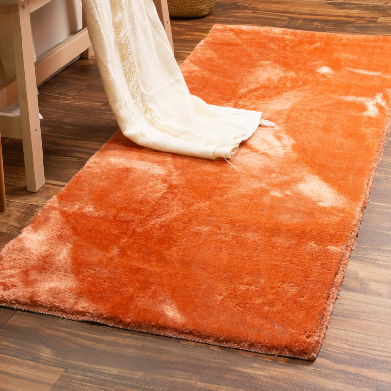 Tapis rose à poils longs Arina, Tapis de couloir 2 pi 2 po x 5 pi 11 po