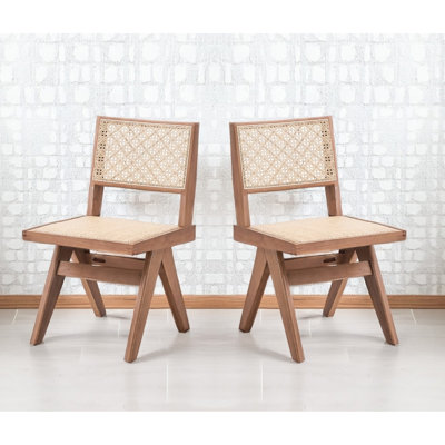 Chaise d'appoint de style Mid-Century moderne de 2 personnes pour une salle à manger décontractée, avec pieds à structure, finition naturelle et chaises confortables au toucher avec espace chaleureux et pieds