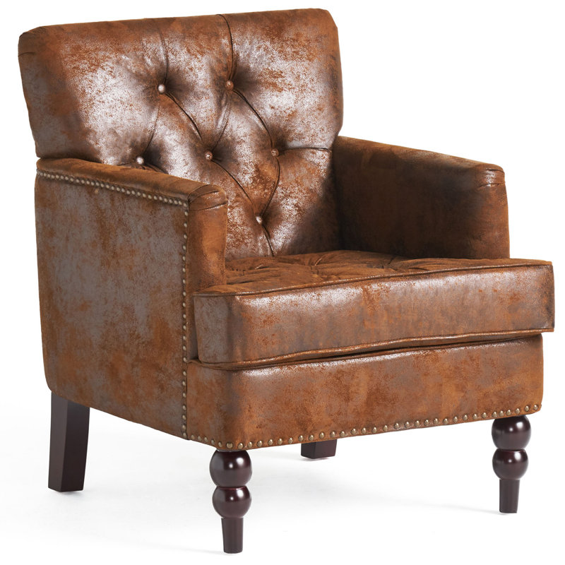 Cozine Upholstered Armchair, Brown Microfiber/Microsuede, 35" H X 28'' W X 31.75'' D, Brown