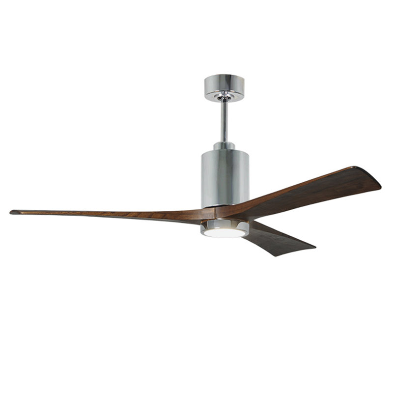 Patricia LED Downrod Ceiling Fan, 60", Walnut Tone, Polished Chrome