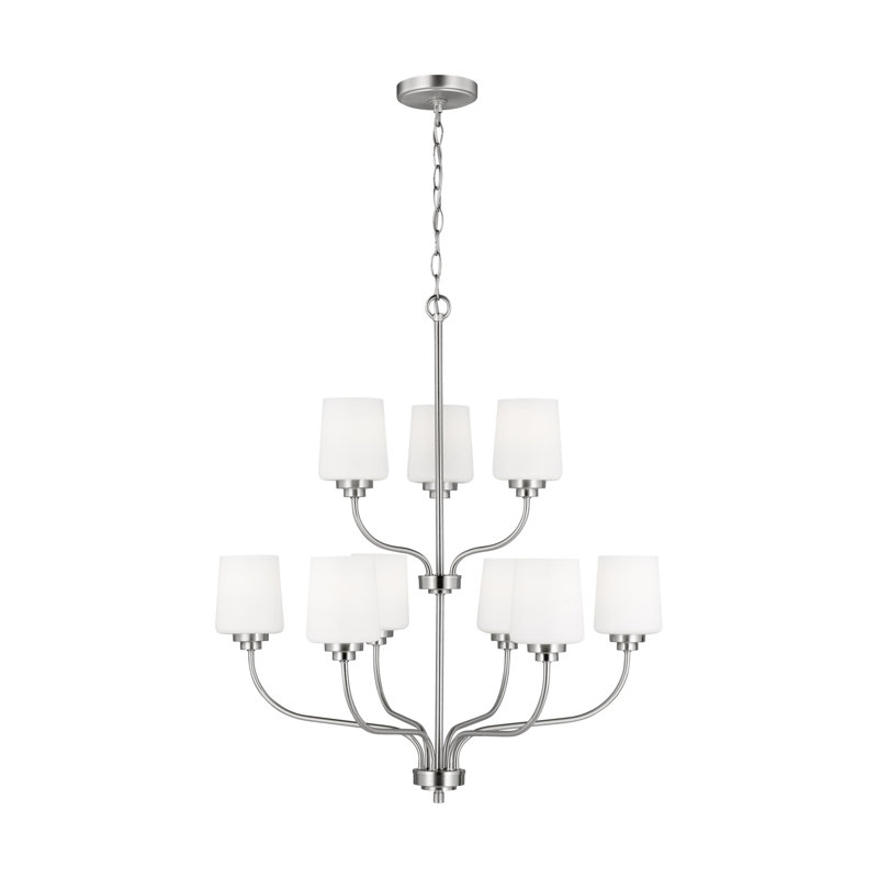 Windom 9 - Light Dimmable Classic / Traditional Chandelier, Brushed Nickel, No
