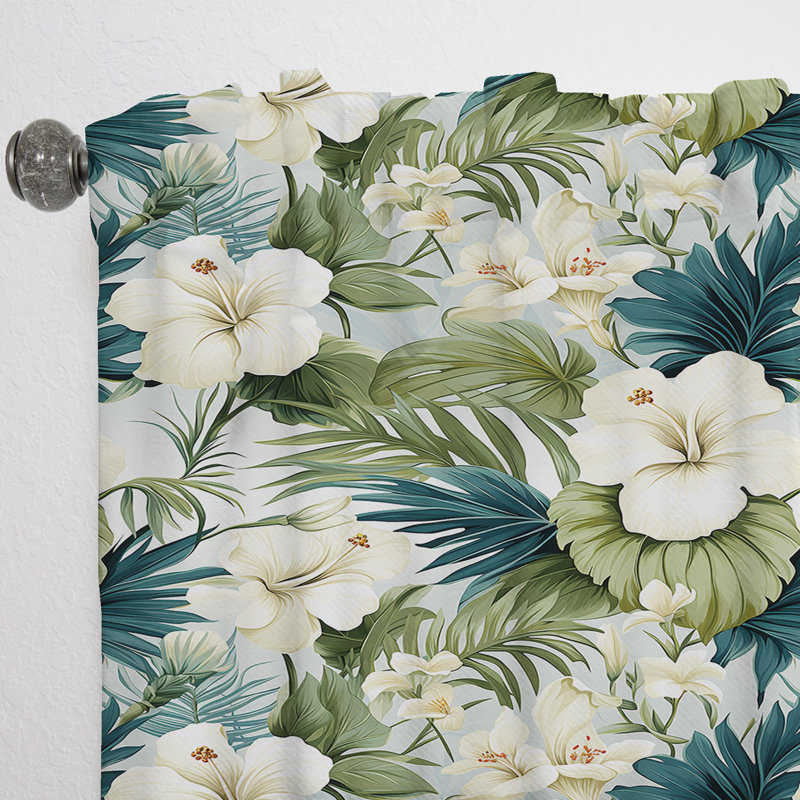 Neutre Oasis Iii motif tropical I - Rideau floral - Velours obscurcissant - 1 panneau, L 52 po x L 90 po