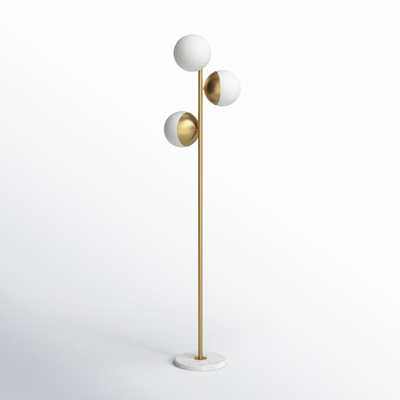 Yearby 65.5'' Tree Floor Lamp, Brass, Frosted White