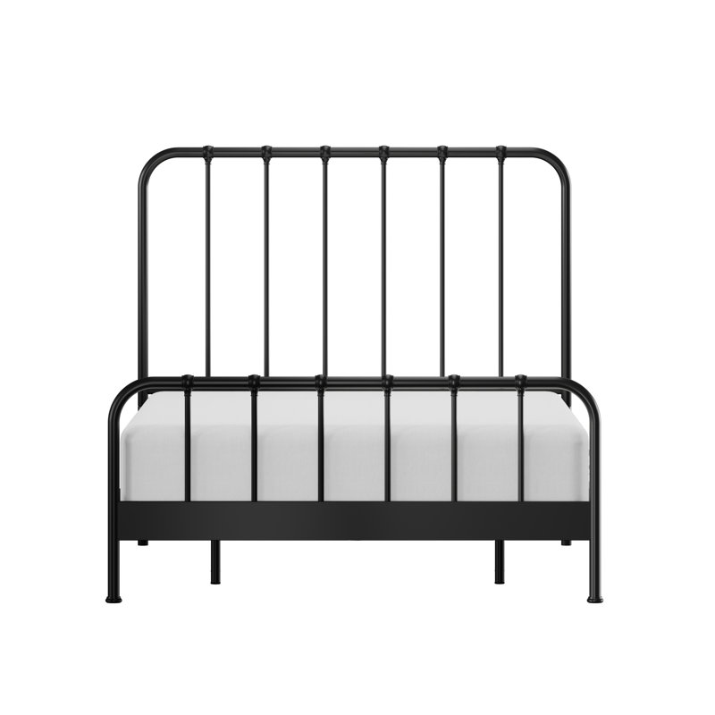 Sebbie Metal Complete Bed With Polydeck, Black, Queen