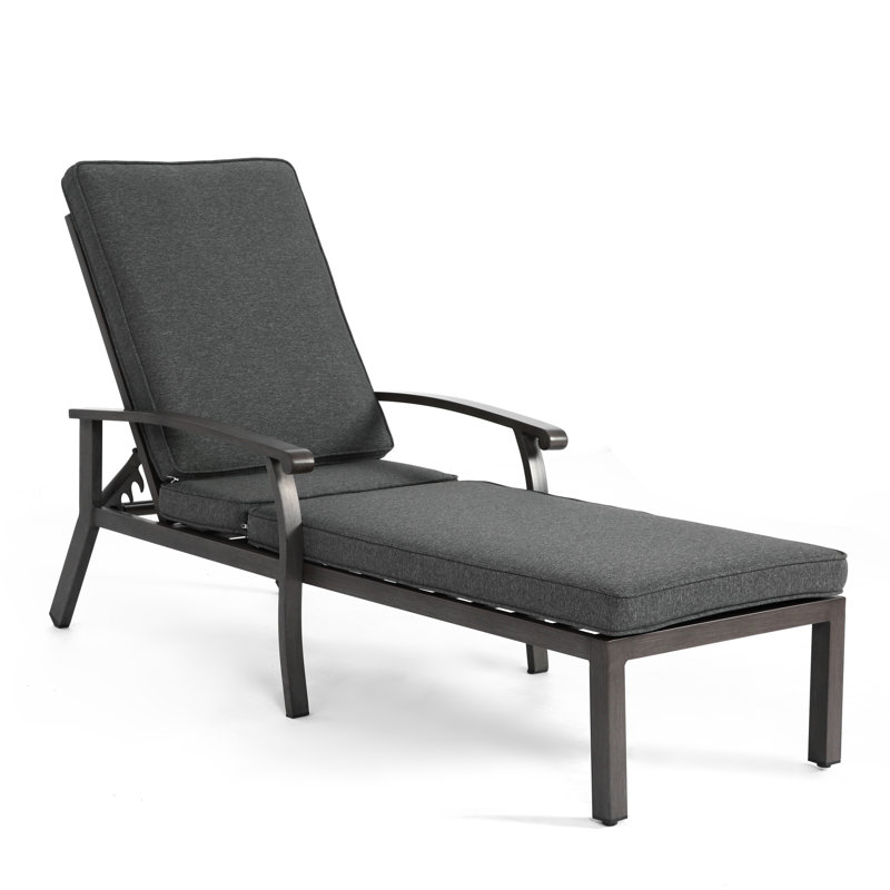 Chaise longue d'extérieur en aluminium avec coussin, Gris