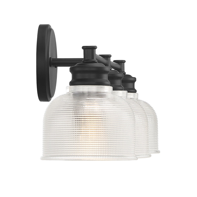 Matte Black 3-Light Vanity Fixture with Clear Glass Shades