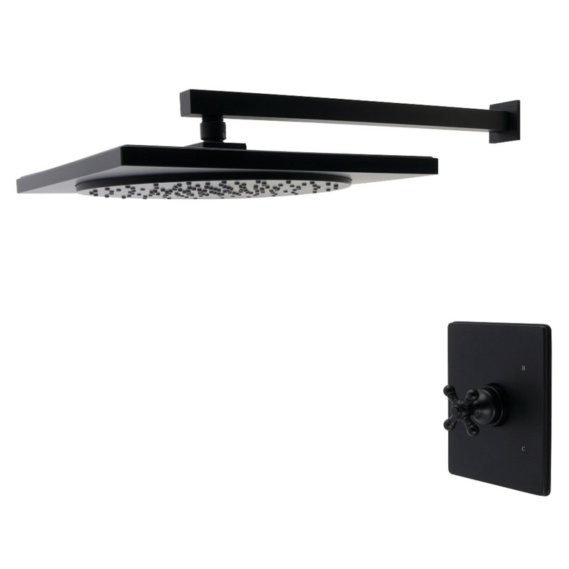 Robinet de douche à pression équilibrée à poignée simple Kingston Brass Metropolitan, Noir mat