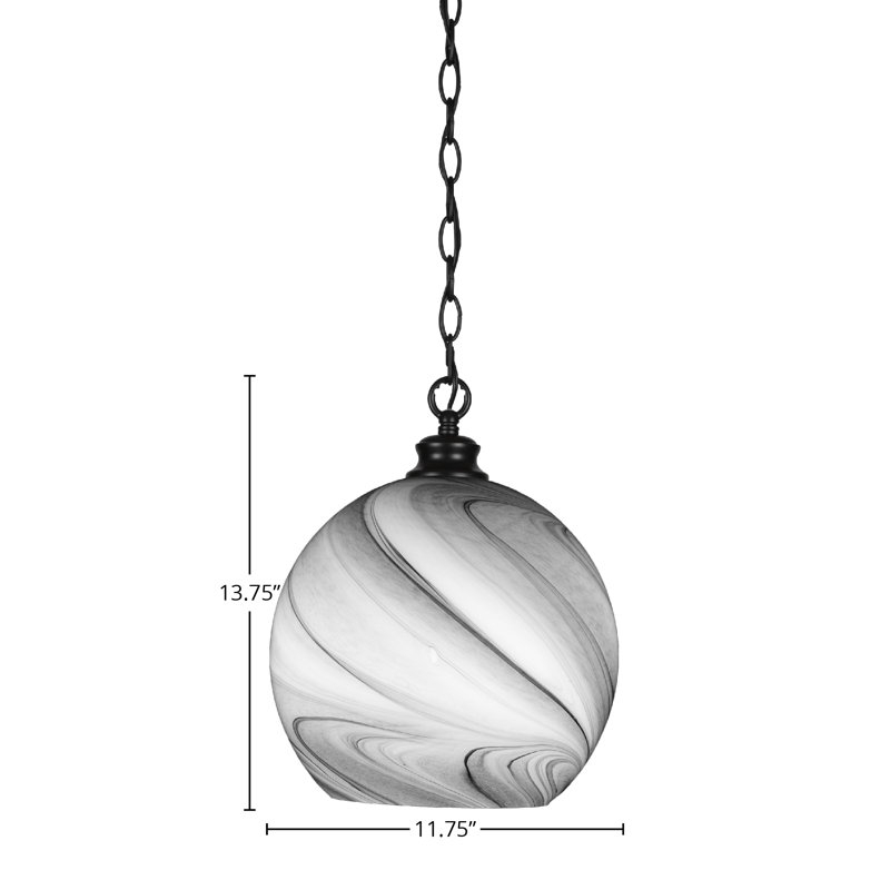 Luminaire suspendu à chaîne Kimbro, Noir, H 89 po x l 11,75 po x P 11,75 po