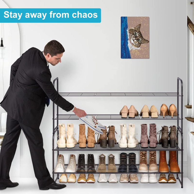 12 Pair Stackable Shoe Rack, Bronze