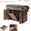 Îlot de cuisine avec grand rangement, plateau de table rabattable - deux tiroirs en noyer, poubelle, rallonge pliable, tablette réglable, support à épices, porte-serviettes