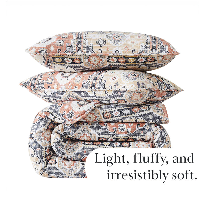 Ensemble de courtepointe kilim surdimensionné et facile d'entretien par Southshore Fine Linens, Naturel