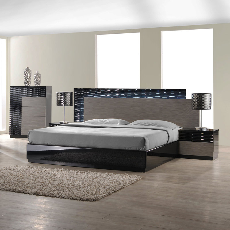 Ensemble de chambre à coucher lit plateforme personnalisable Durante