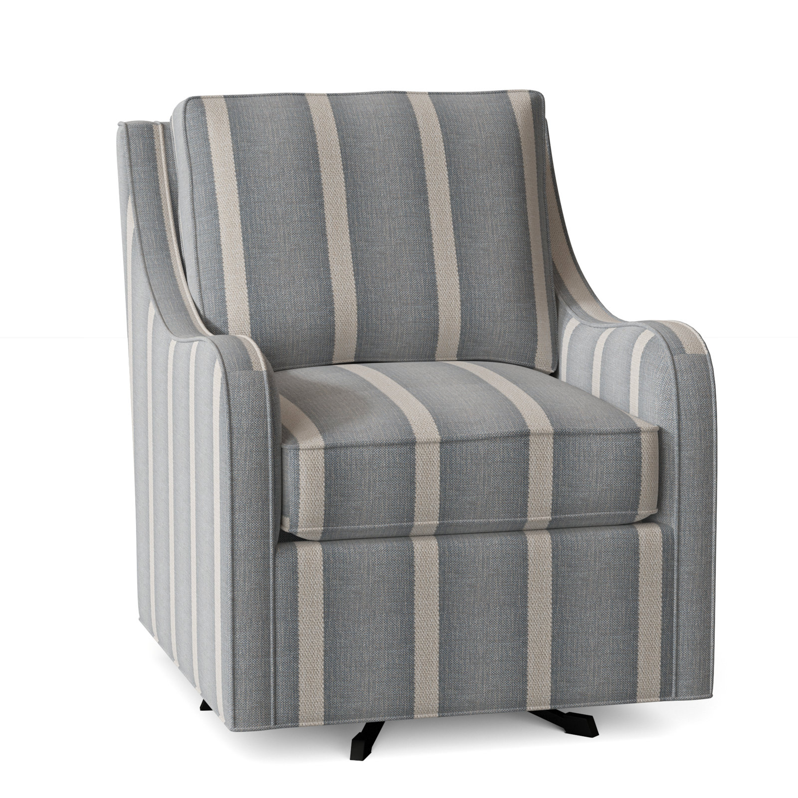 Koko Upholstered Swivel Armchair, Light Blue and White Stripe; 0256-54