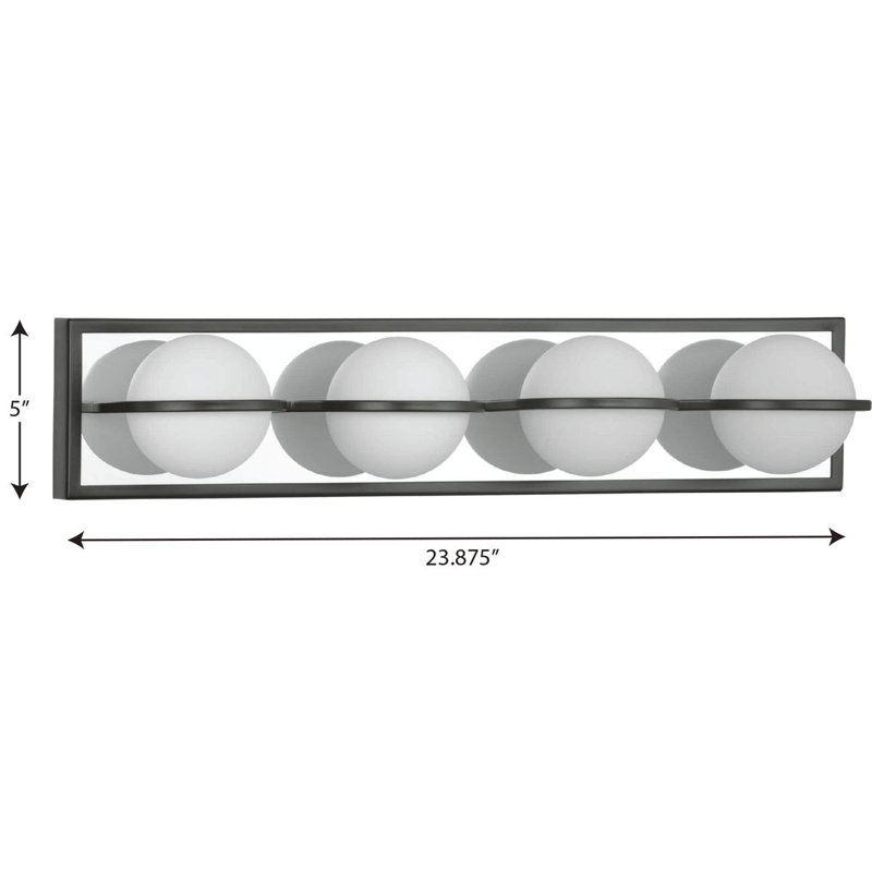 Barre de salle de bain à intensité variable Summerlin, Noir mat, H 5 pi x l 23,875 po x P 5,5 po, Quatre lumières