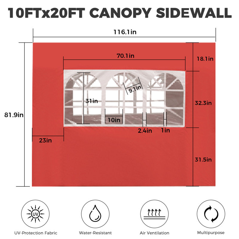 10x20 Pop Up Canopy Sidewalls, Red