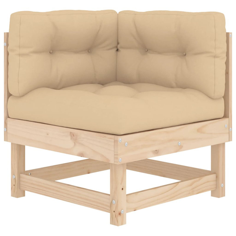 Berlare Patio Conversation Set with Cushions, Beige, 24" L x 23.8" W x 11.8" H, Brown