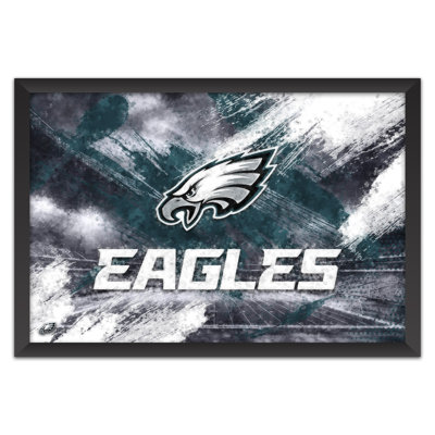 Sporticulture NFL Philadelphia Eagles - Affiche encadrée avec logo de l'équipe, style pinceau, 35,5 x 51 cm (14 x 20 pouces), idéale pour les amateurs de football américain.