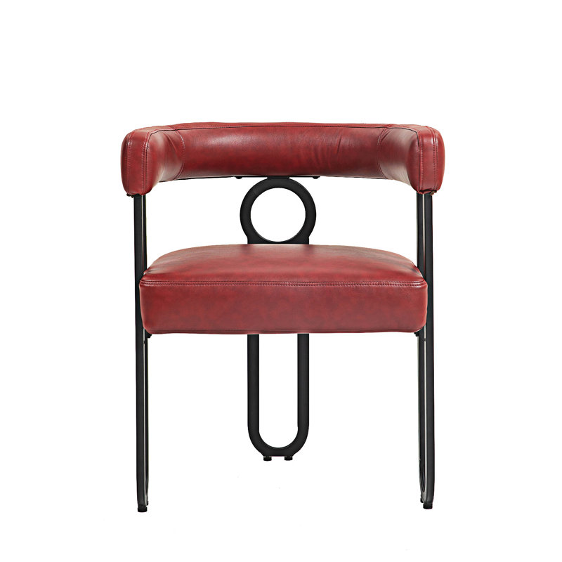 Upholstered Accent Chair, Dining Chair, Kitchen Armchair With Metal Frame, Wine Red, 1