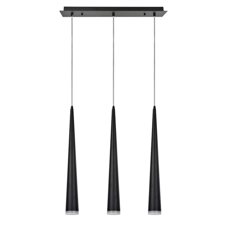 3 - Light Satin Nickel Kitchen Island Pendant, Matte Black, 74.25" H x 23" W x 5" D