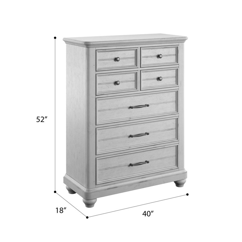 Gray Coastal 7-Drawer Chest with Classic Knobs