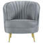 Chaise capitonnée grise et dorée-405509891