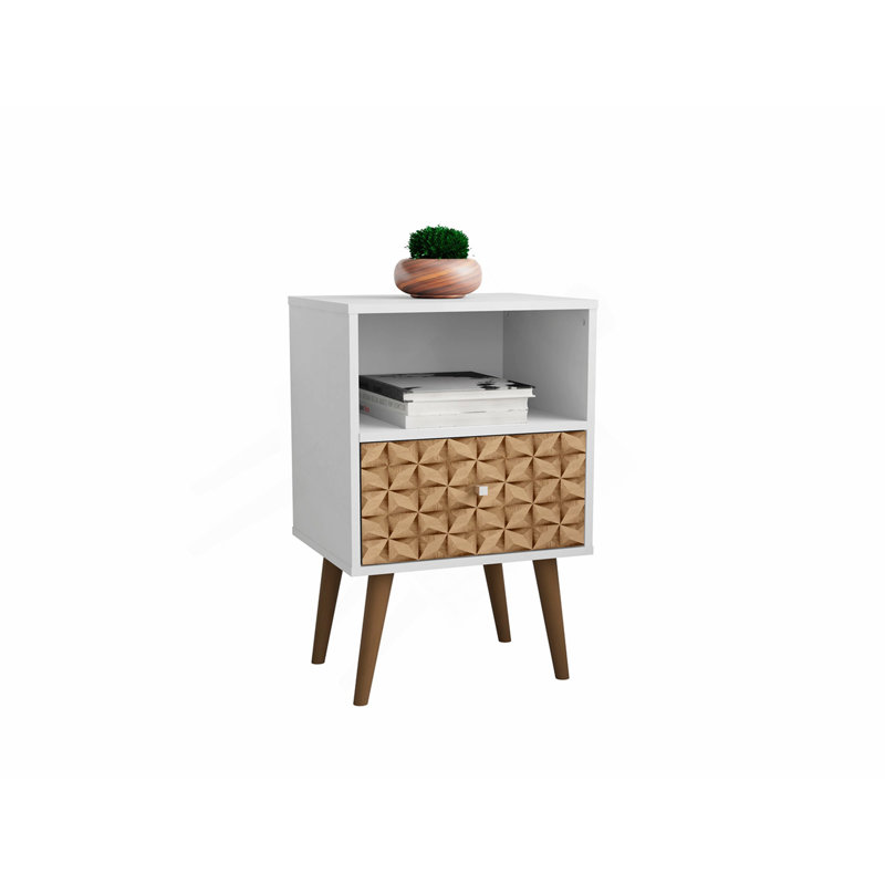 Table de chevet en naturel et blanc