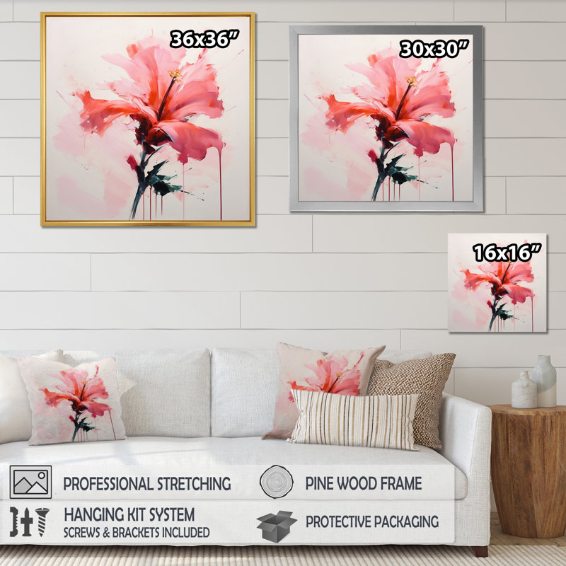 «Coral Elegance Single Rose Rose Blossoming» sur impression sur toile, H 30 po x l 30 po, Cadre flottant noir