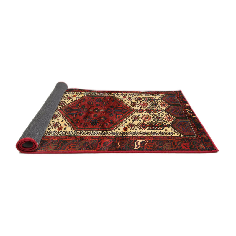 Tapis jaune clair/marron/noir, Rond 4 pi