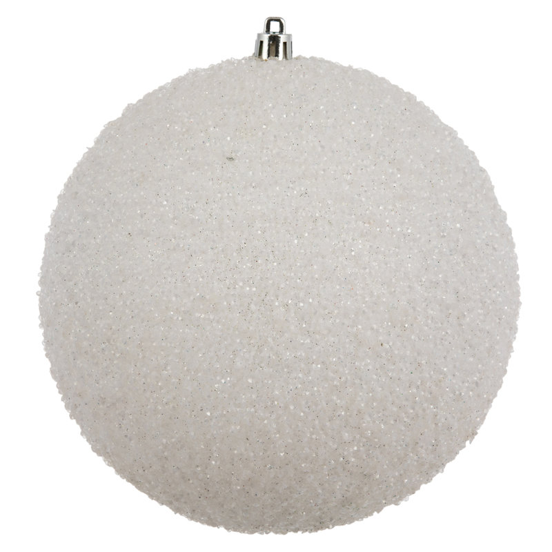 Ornement boule perlée, Blanc, H 6 po x l 6 po x P 6 po