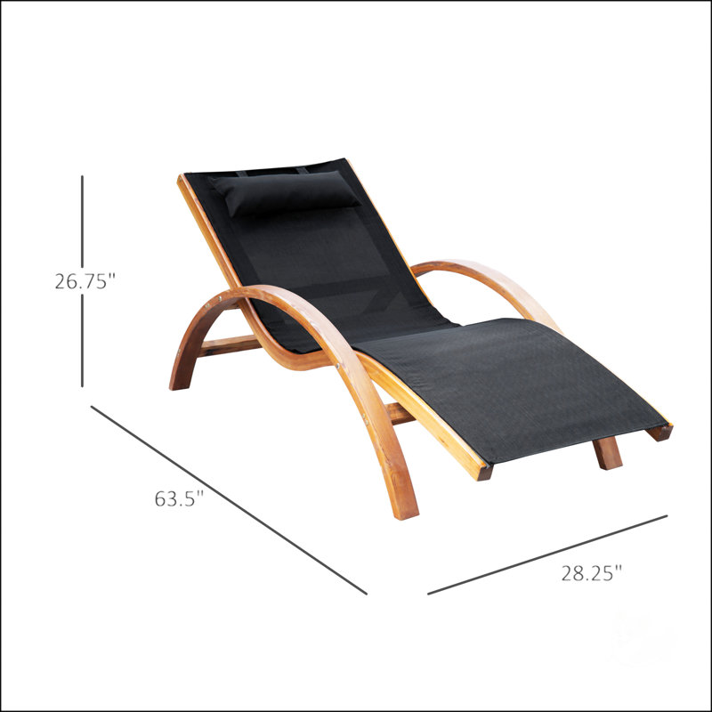 Chaise longue d'extérieur en bois avec coussin