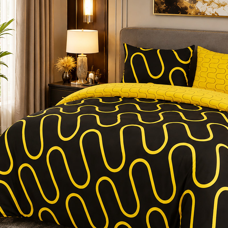 Microfiber Geometric Shapes Duvet Cover Set, KING