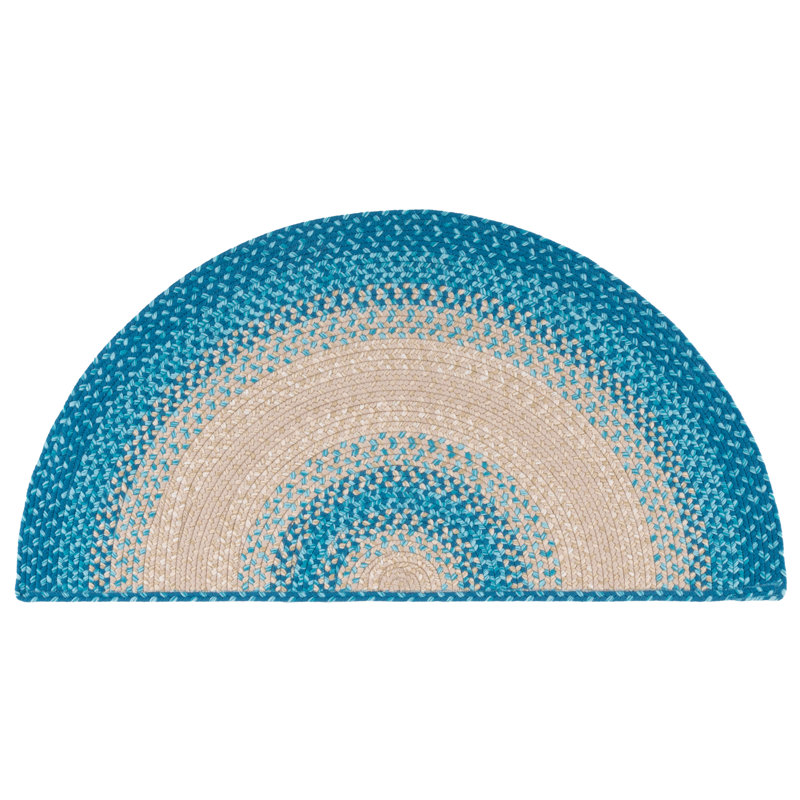 Clickett Hand Woven Performance Machine Washable Performance Striped Indoor/Outdoor Area Rug, Half-circle 2' x 4'