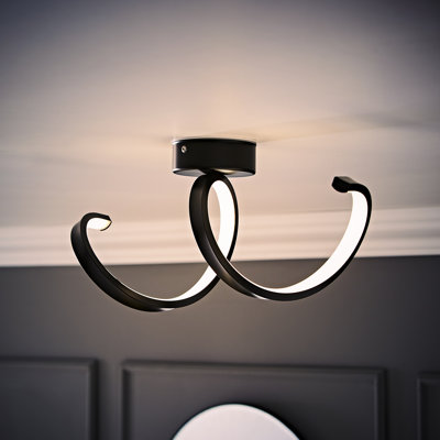 Celsi Matte Black 48.5cm H Mains-powered Integrated LED Outdoor Sconce