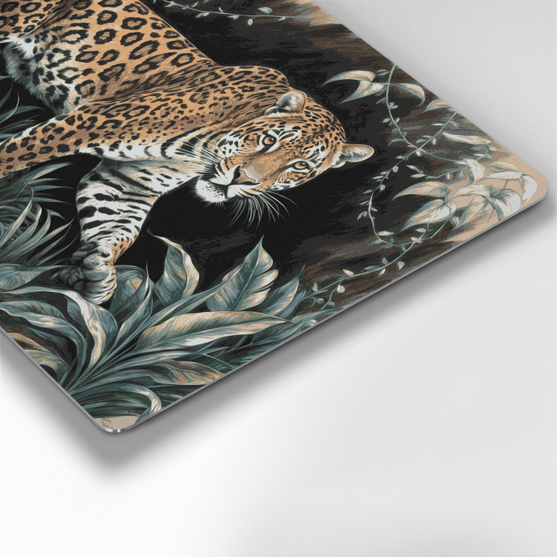 «Big Cats Paraguay Jaguar», art mural en métal gris, H 20 po x l 30 po