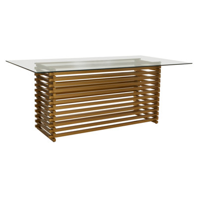 Glass Top Metal Base Dining Table