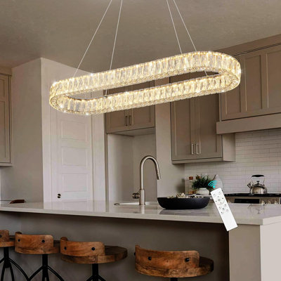 Modern Dimmable Crystal Led Long Chandelier
