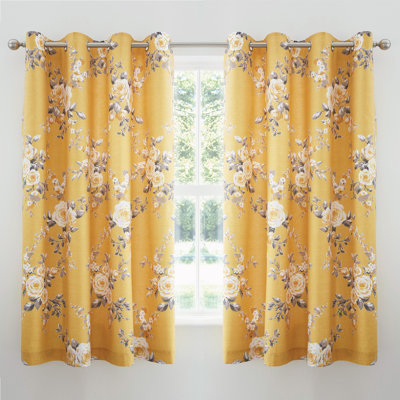 Canterbury Floral Lined Eyelet Curtains