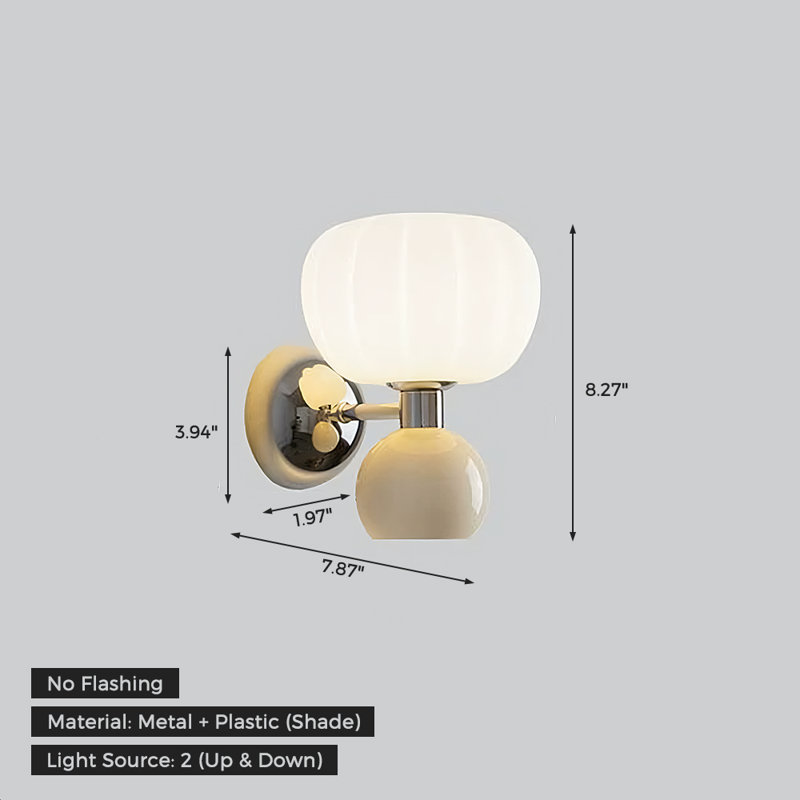 Lampe murale créative en forme de citrouille, Blanc