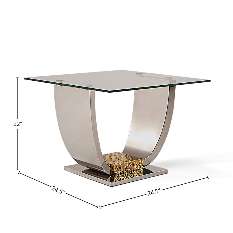 Table de bout en verre à piédestal
