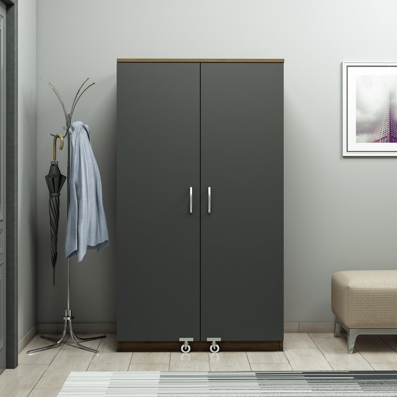 Multi-Purpose Cabinet with Numerous Shelves, Walnut & Anthracite, 35.4 x 62.2 x 19.1 inches | 100% Chipboard, Wall-Mountable Design | Ideal for Storage in Home Office, Living Room, and More, Stylish & Functional