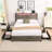 Antique Gray Bed Frame With Led Lights & Storage - 16 Colors. Easy Assembly Full Size Headboard Charging Station, ,