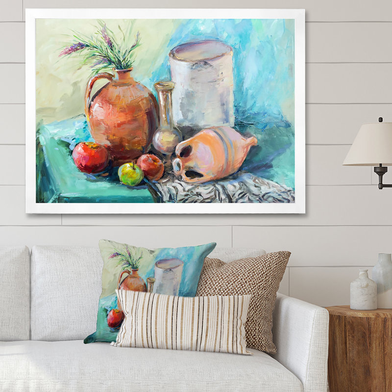 Fleurs et fruits Impressionnisme 8, H 44 po x l 34 po x P 1,5 po, Cadre photo blanc