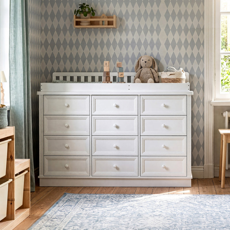 Commode à langer blanche à 12 tiroirs 59,9 po l 12,5 po