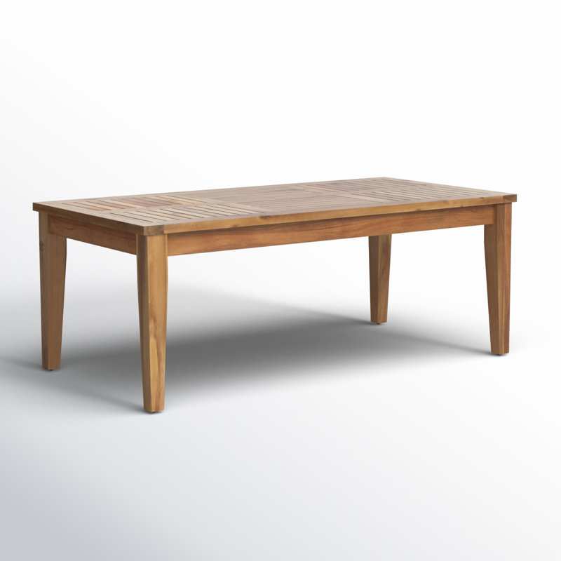 Ajuni Rectangular Aluminum Outdoor Coffee Table, Natural Stained