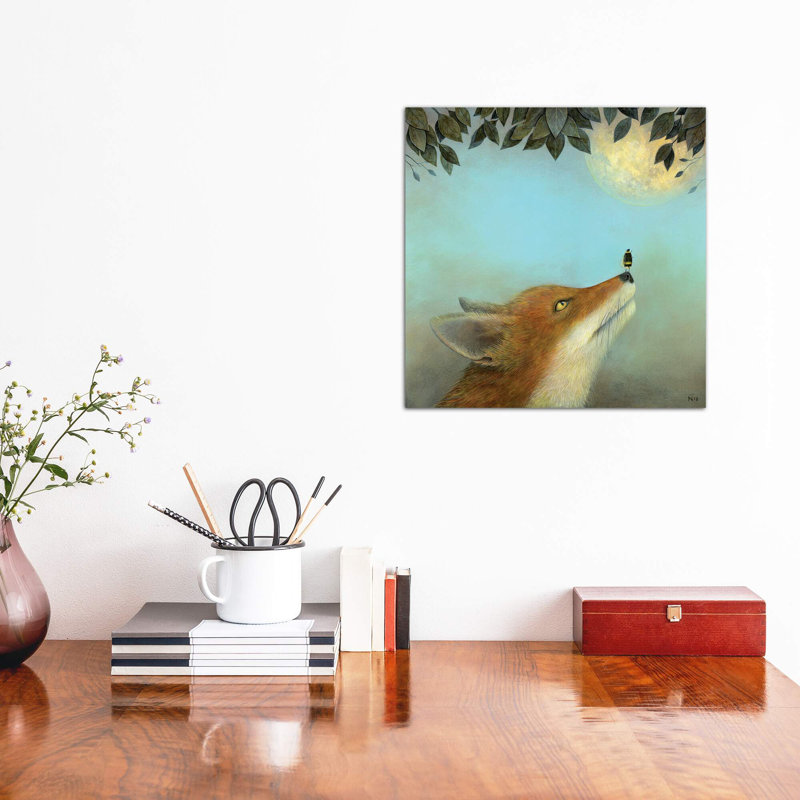 «Touching the Moon» par Neil Thompson - impression d'art graphique, H 18 po x l 18 po x 1,5 po, Toile tendue