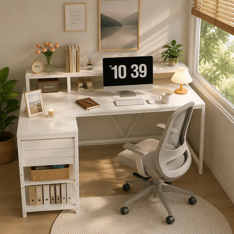 Bureau réversible en forme de L