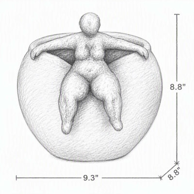 Pot à fleurs rond moderne abstrait avec figurine suspendue de ton doré, pot de décoration neutre texturé pour tablette, manteau de cheminée, présentoir de table